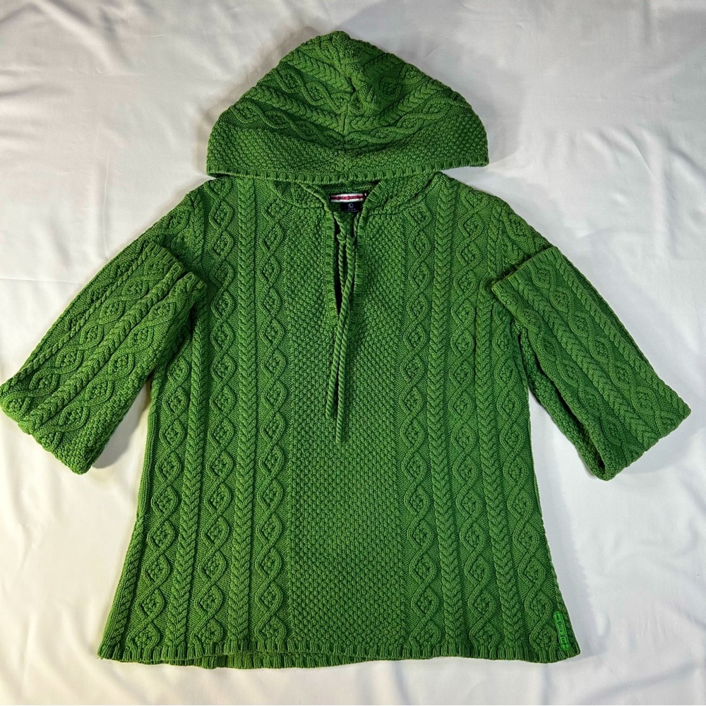 VINTAGE FAIRY-CORE HOODED SWEATER WITH NECK TIE